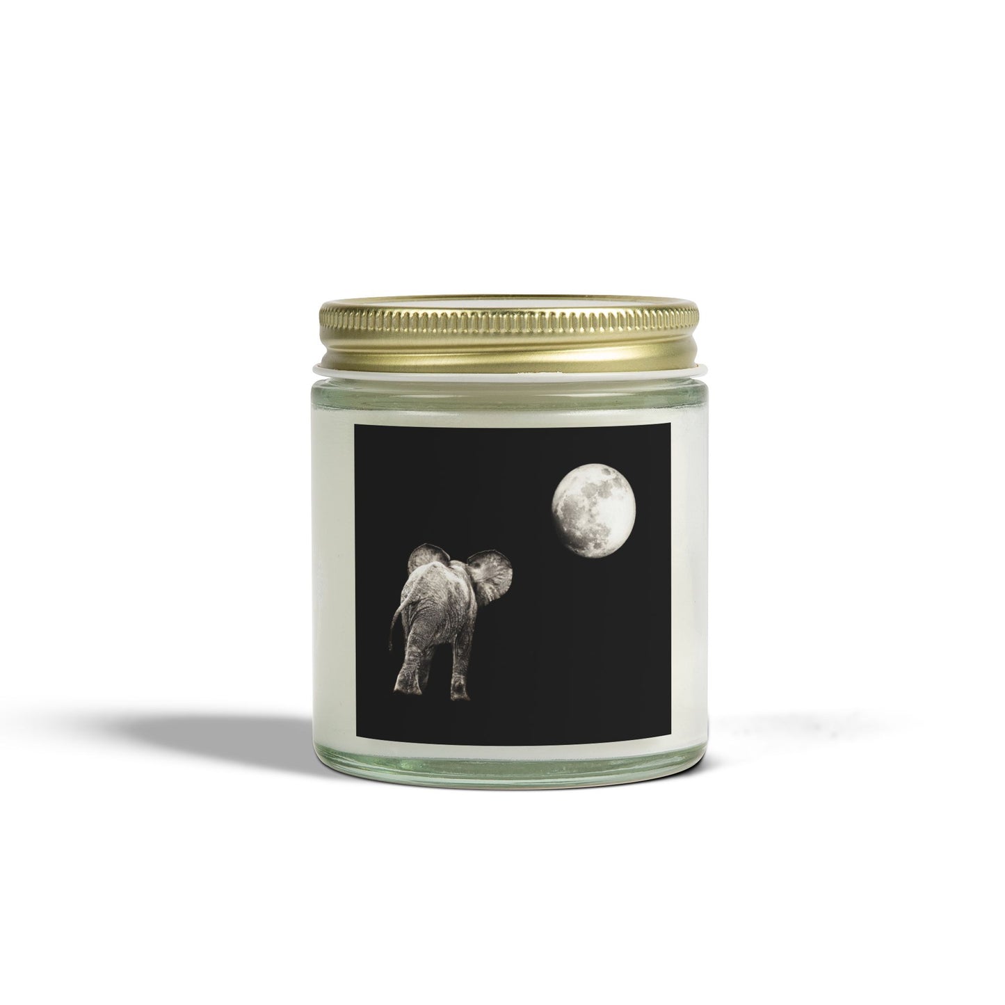 Elephant and Moon Scented Candles, Coconut Apricot Wax (4oz, 9oz)