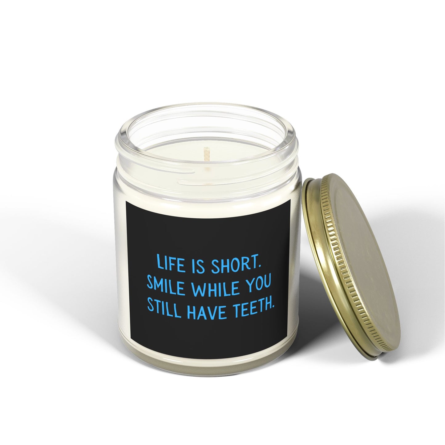 Life is Short. Smile. Scented Coconut Apricot Candles (4oz, 9oz)