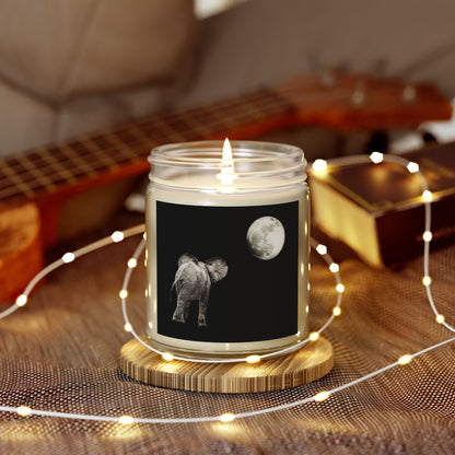 Elephant and Moon Scented Candles, Coconut Apricot Wax (4oz, 9oz)