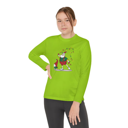 Santa Bok Fan Ice Skating Christmas Youth Long Sleeve Competitor Tee