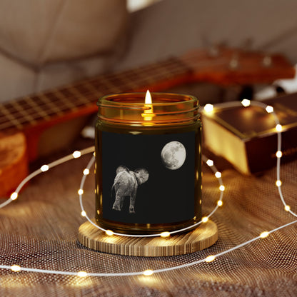 Elephant and Moon Scented Candles, Coconut Apricot Wax (4oz, 9oz)