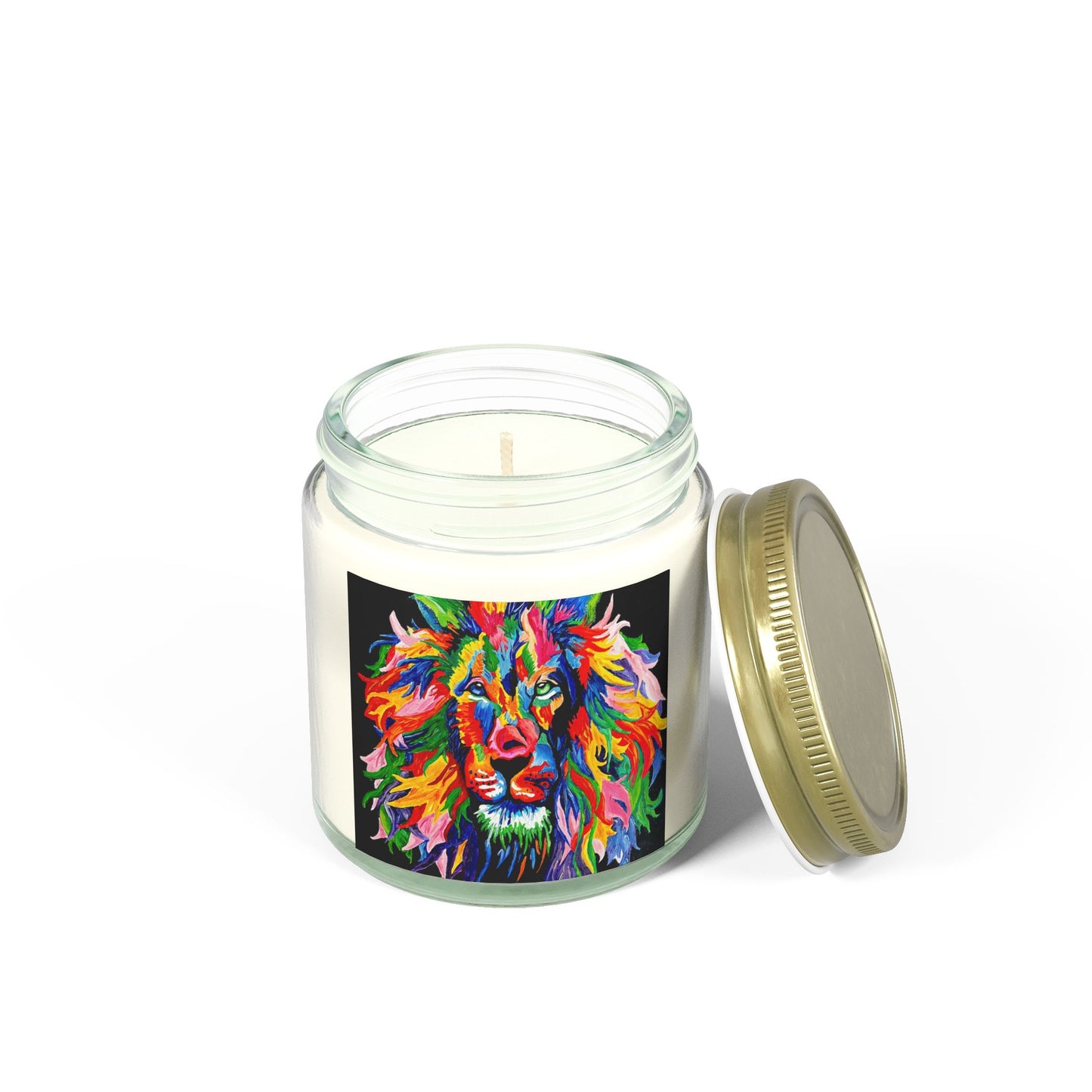 Rainbow Lion Scented Candles, Coconut Apricot Wax (4oz, 9oz)