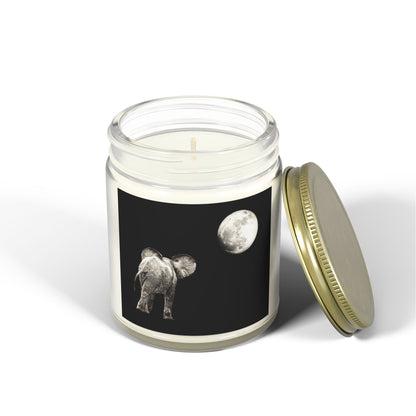 Elephant and Moon Scented Candles, Coconut Apricot Wax (4oz, 9oz)