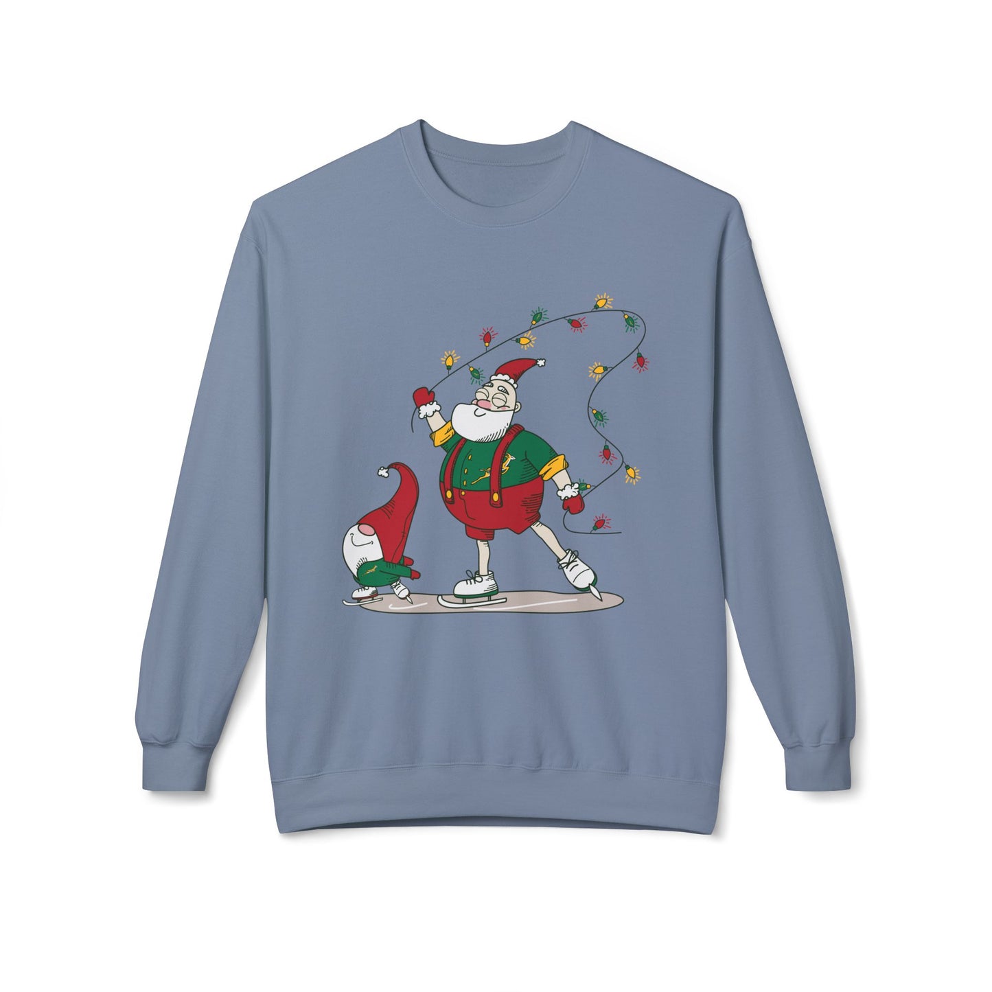 Santa Bok Fan Ice Skating Christmas Unisex Midweight Softstyle Fleece Crewneck Sweatshirt