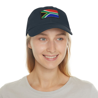 South African Flag Dad Hat with Leather Patch (Rectangle)