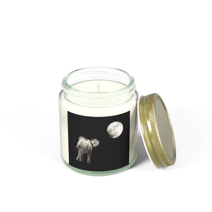 Elephant and Moon Scented Candles, Coconut Apricot Wax (4oz, 9oz)