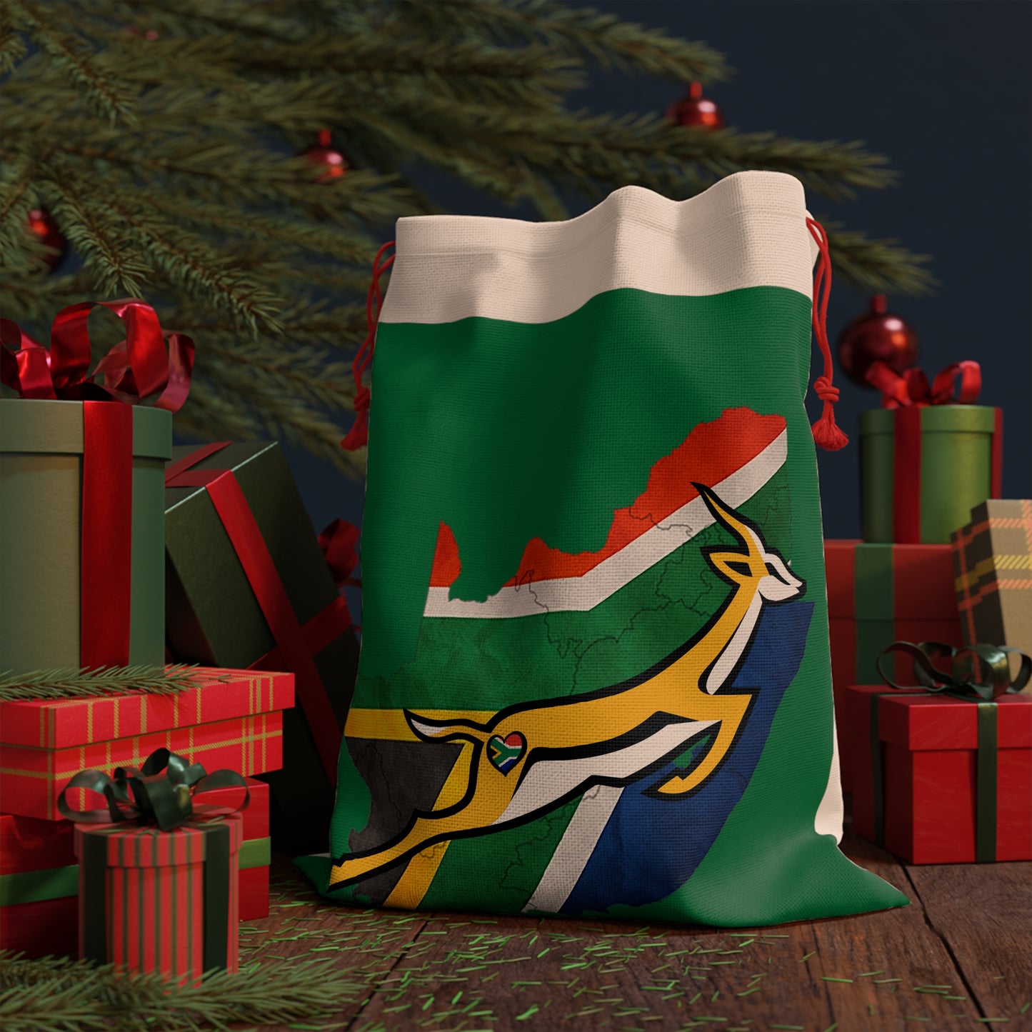 SA Boks fan for Life with flag Christmas / Gift Linen Bag