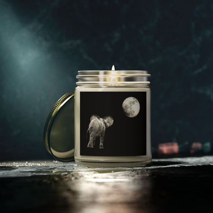 Elephant and Moon Scented Candles, Coconut Apricot Wax (4oz, 9oz)