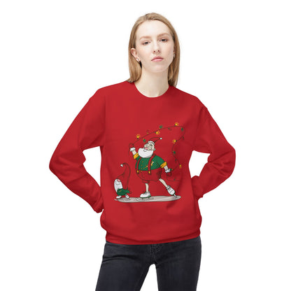 Santa Bok Fan Ice Skating Christmas Unisex Midweight Softstyle Fleece Crewneck Sweatshirt