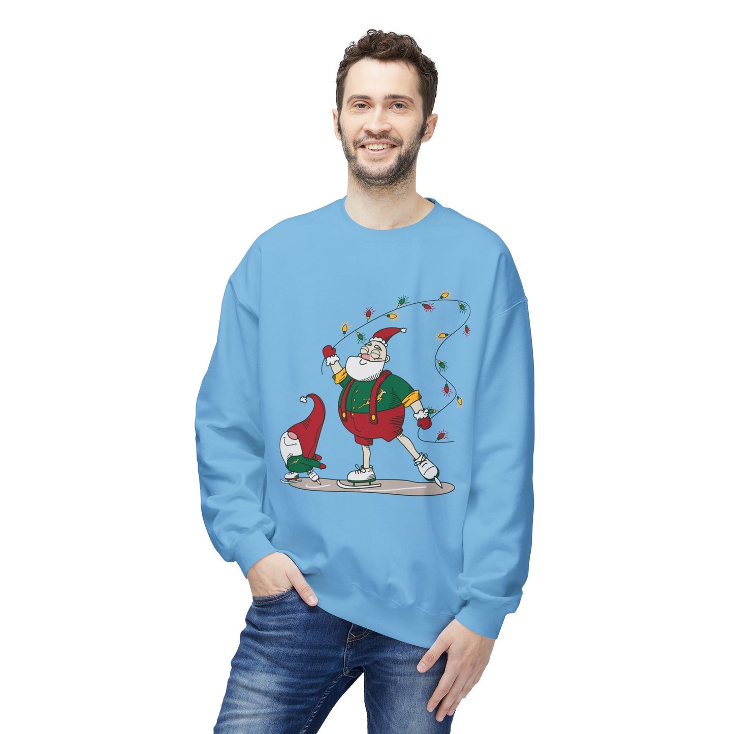 Santa Bok Fan Ice Skating Christmas Unisex Midweight Softstyle Fleece Crewneck Sweatshirt