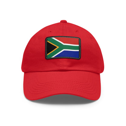 South African Flag Dad Hat with Leather Patch (Rectangle)