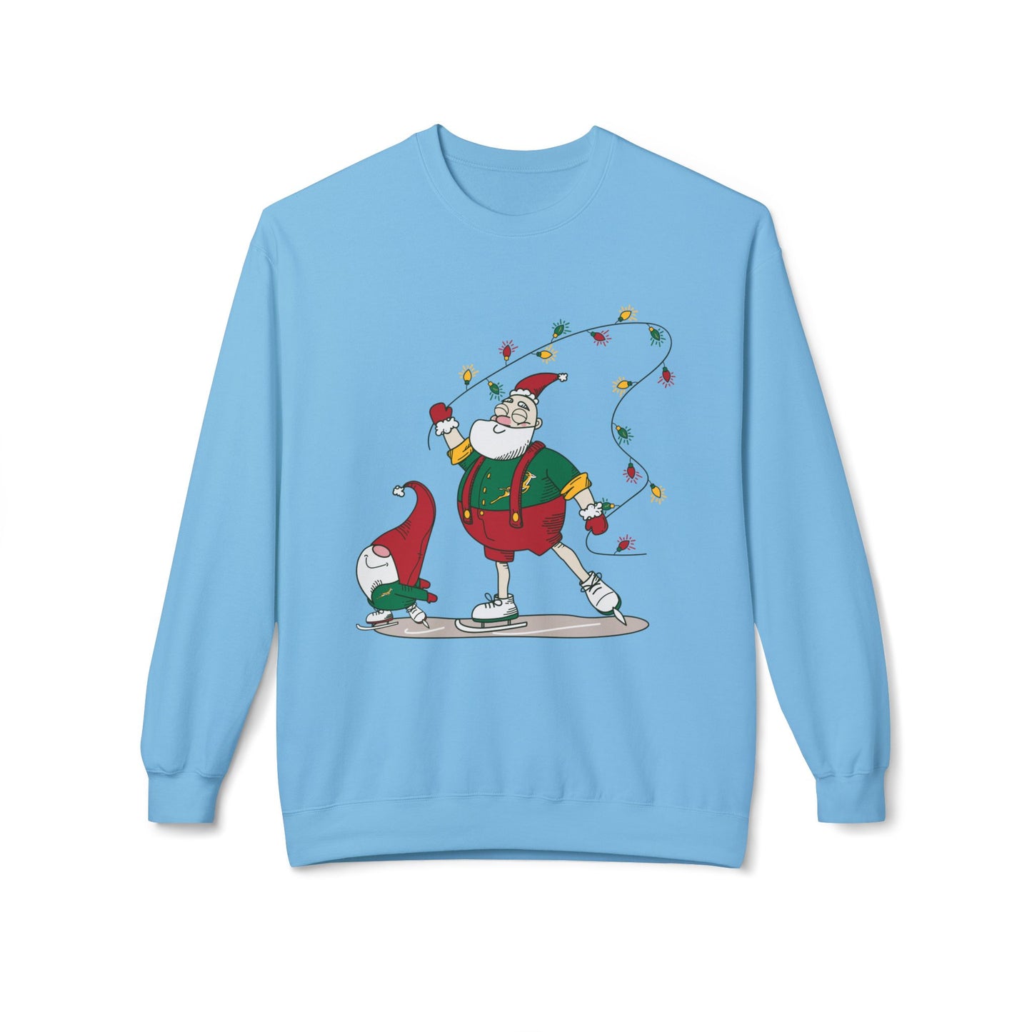 Santa Bok Fan Ice Skating Christmas Unisex Midweight Softstyle Fleece Crewneck Sweatshirt