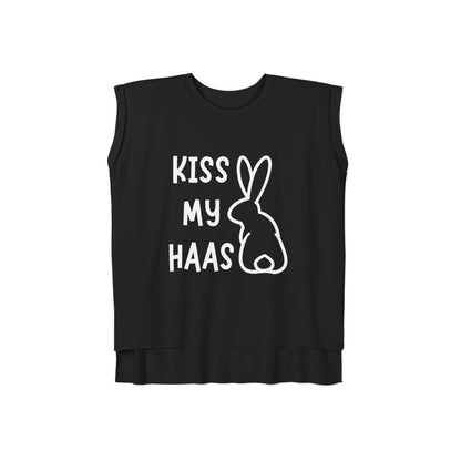 Kiss my Haas Women’s Flowy Rolled Cuffs Muscle Tee