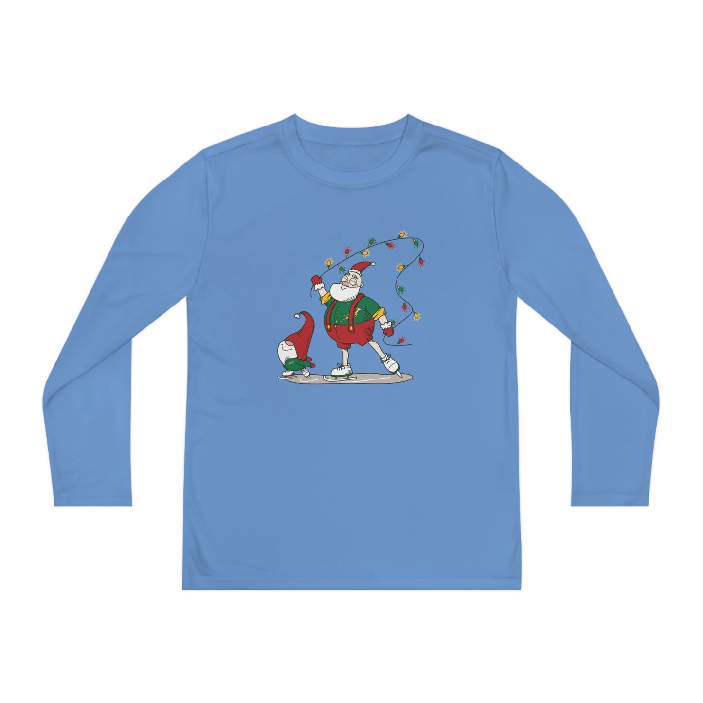 Santa Bok Fan Ice Skating Christmas Youth Long Sleeve Competitor Tee