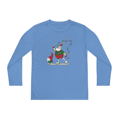 Santa Bok Fan Ice Skating Christmas Youth Long Sleeve Competitor Tee