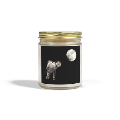 Elephant and Moon Scented Candles, Coconut Apricot Wax (4oz, 9oz)