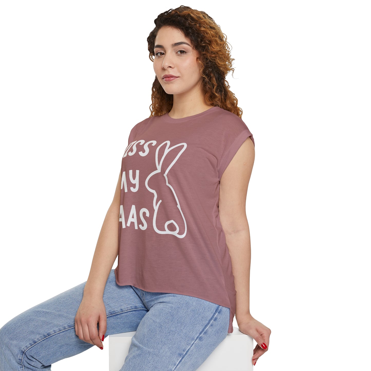 Kiss my Haas Women’s Flowy Rolled Cuffs Muscle Tee