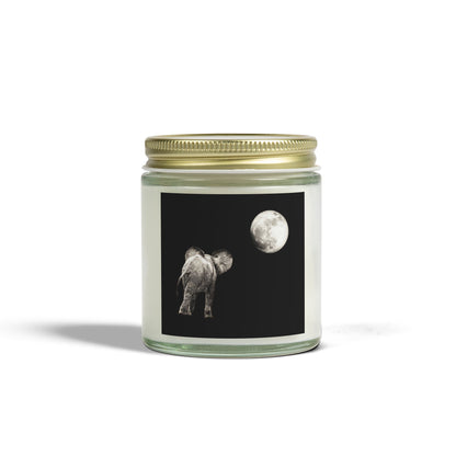 Elephant and Moon Scented Candles, Coconut Apricot Wax (4oz, 9oz)