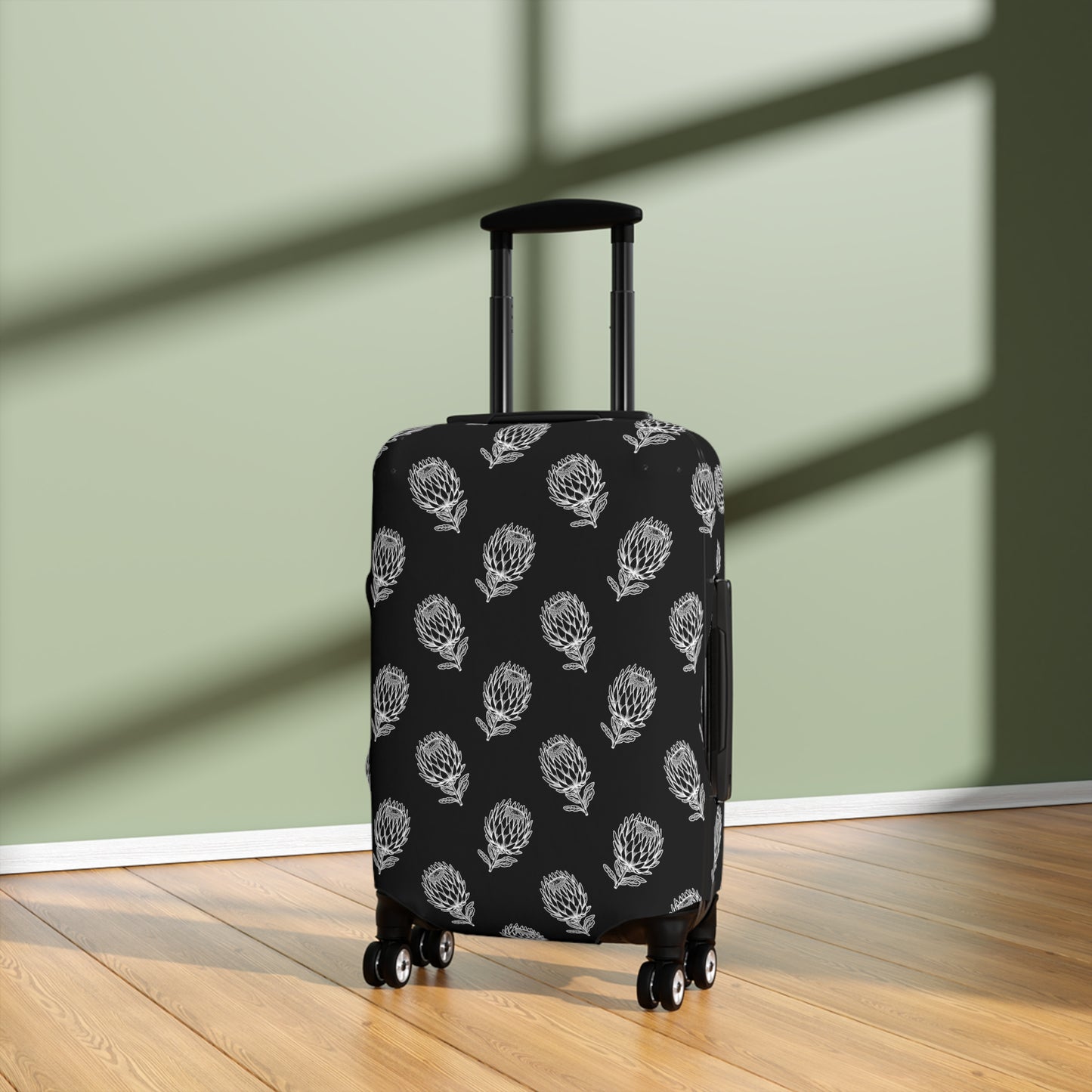 Protea Black and White Luggage Cover