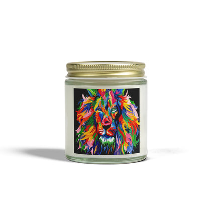 Rainbow Lion Scented Candles, Coconut Apricot Wax (4oz, 9oz)