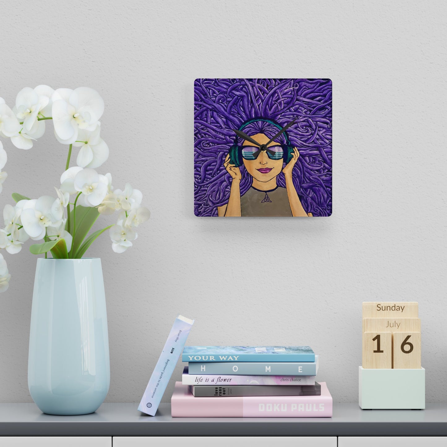 Vibin' Girl Acrylic Wall Clock