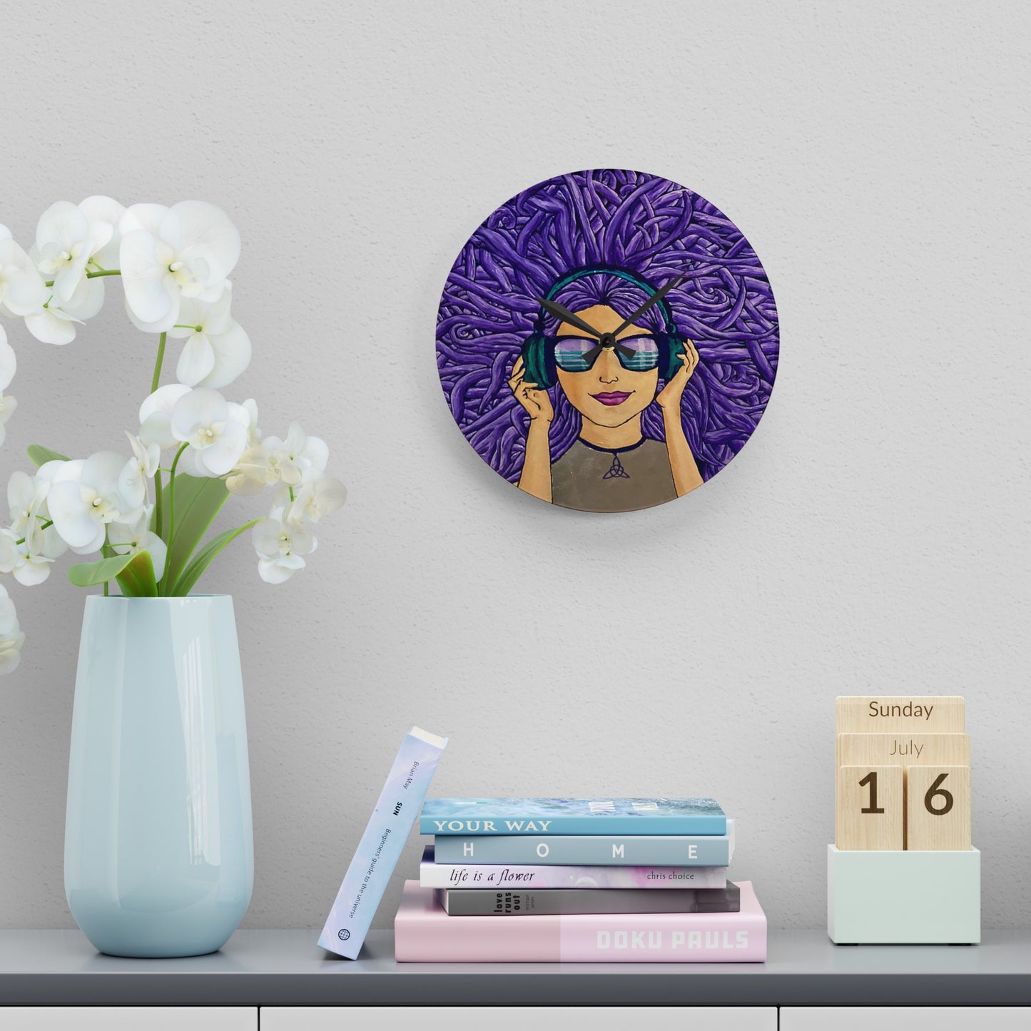 Vibin' Girl Acrylic Wall Clock