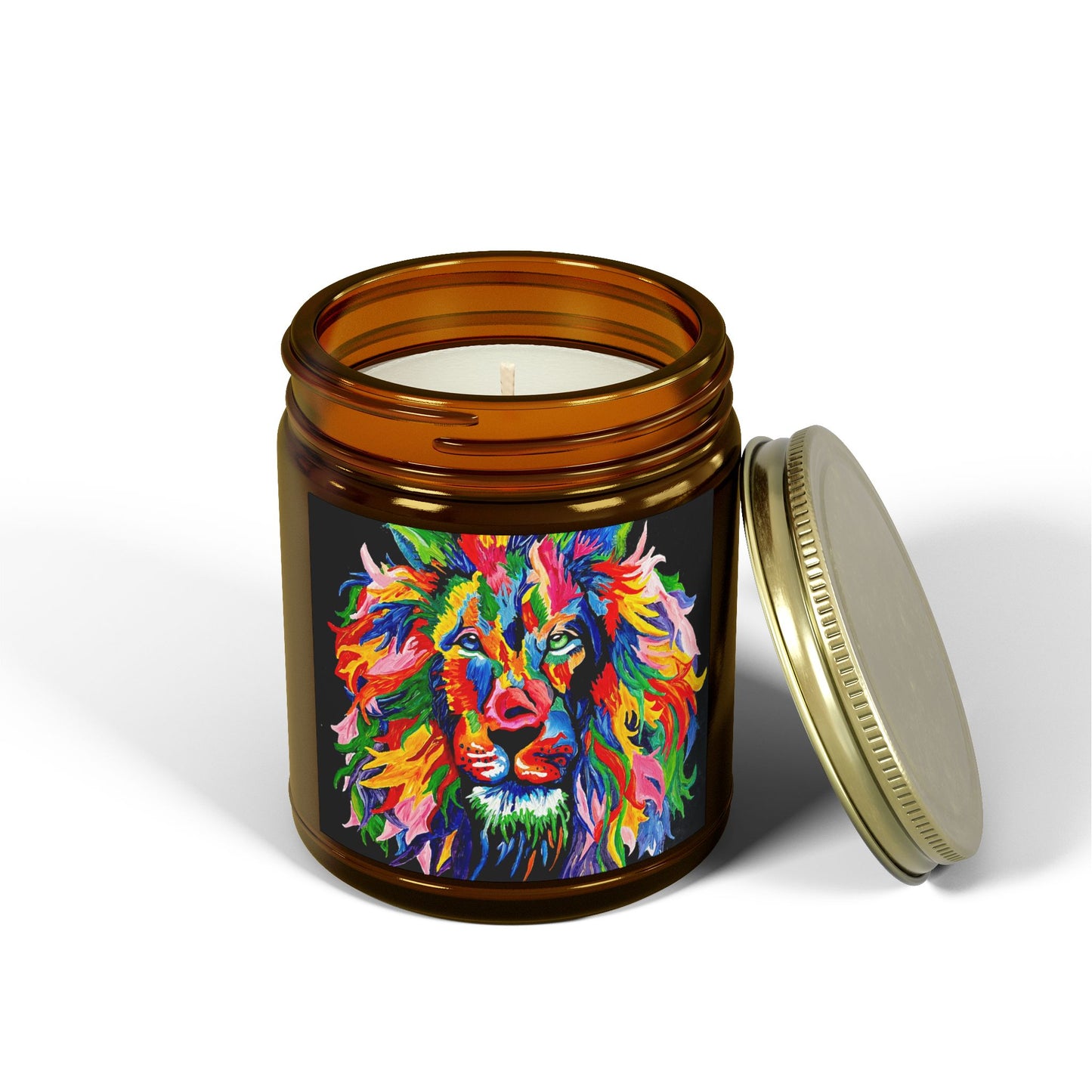 Rainbow Lion Scented Candles, Coconut Apricot Wax (4oz, 9oz)