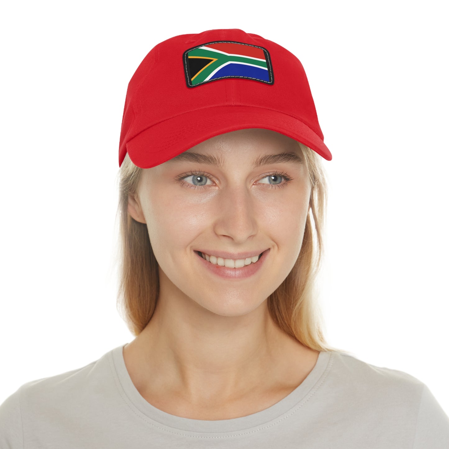 South African Flag Dad Hat with Leather Patch (Rectangle)