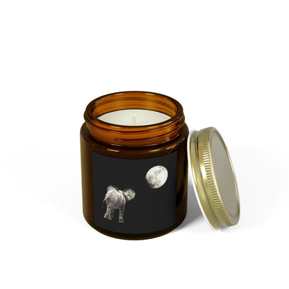 Elephant and Moon Scented Candles, Coconut Apricot Wax (4oz, 9oz)