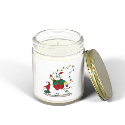 Santa Bok Fan Ice Skating Christmas Scented Coconut Apricot Candles (4oz, 9oz)