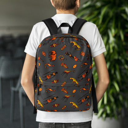 African Bushman & Wildlife Backpack - Gray