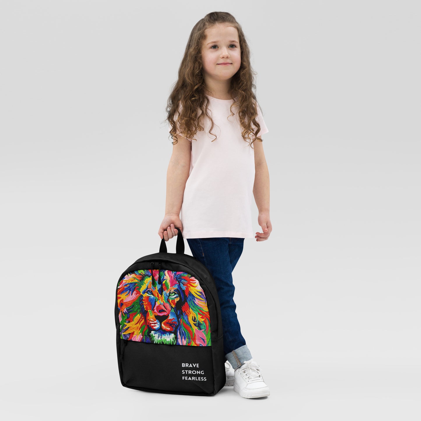 Brave, Strong, Fearless Rainbow Lion Backpack