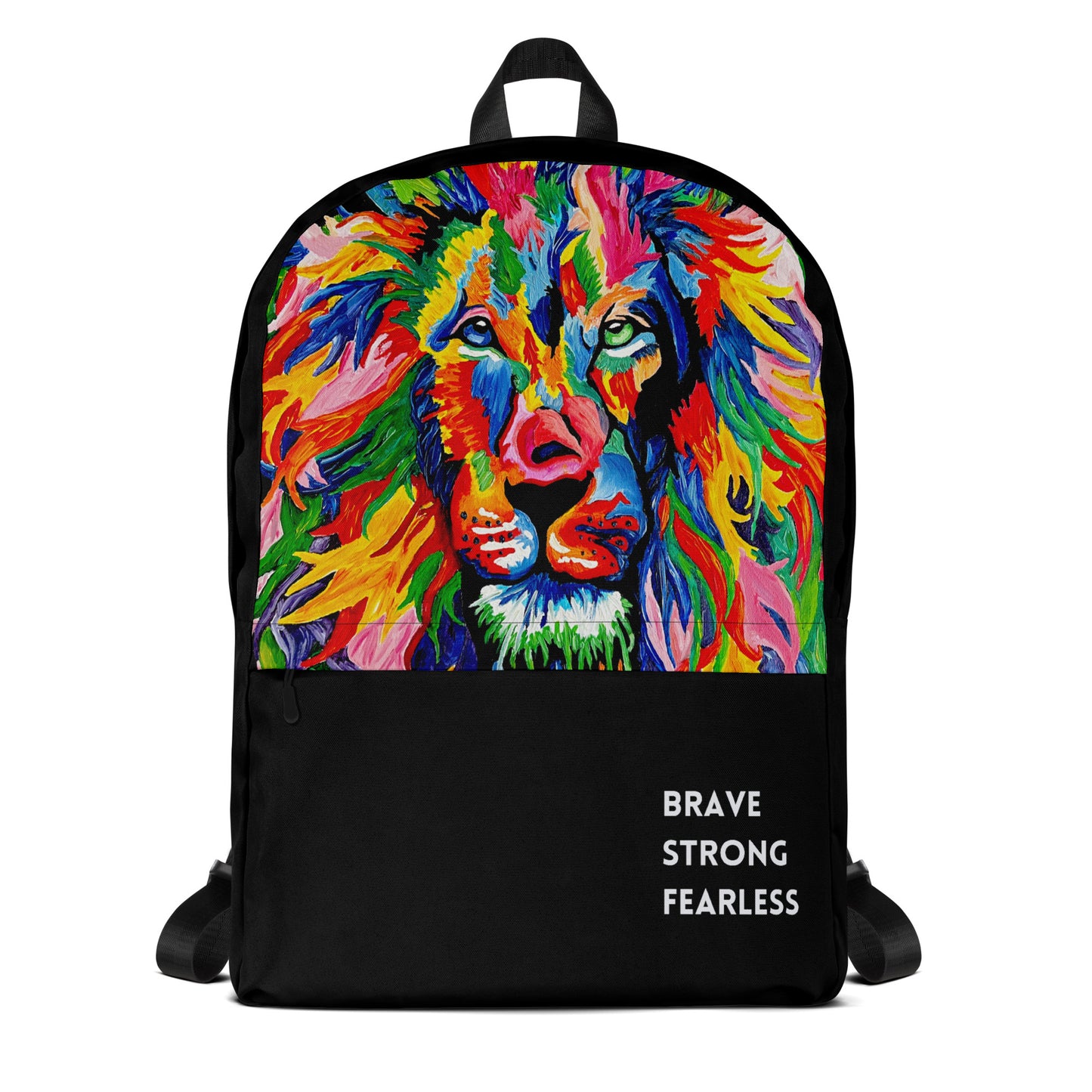 Brave, Strong, Fearless Rainbow Lion Backpack