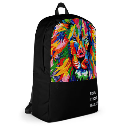 Brave, Strong, Fearless Rainbow Lion Backpack