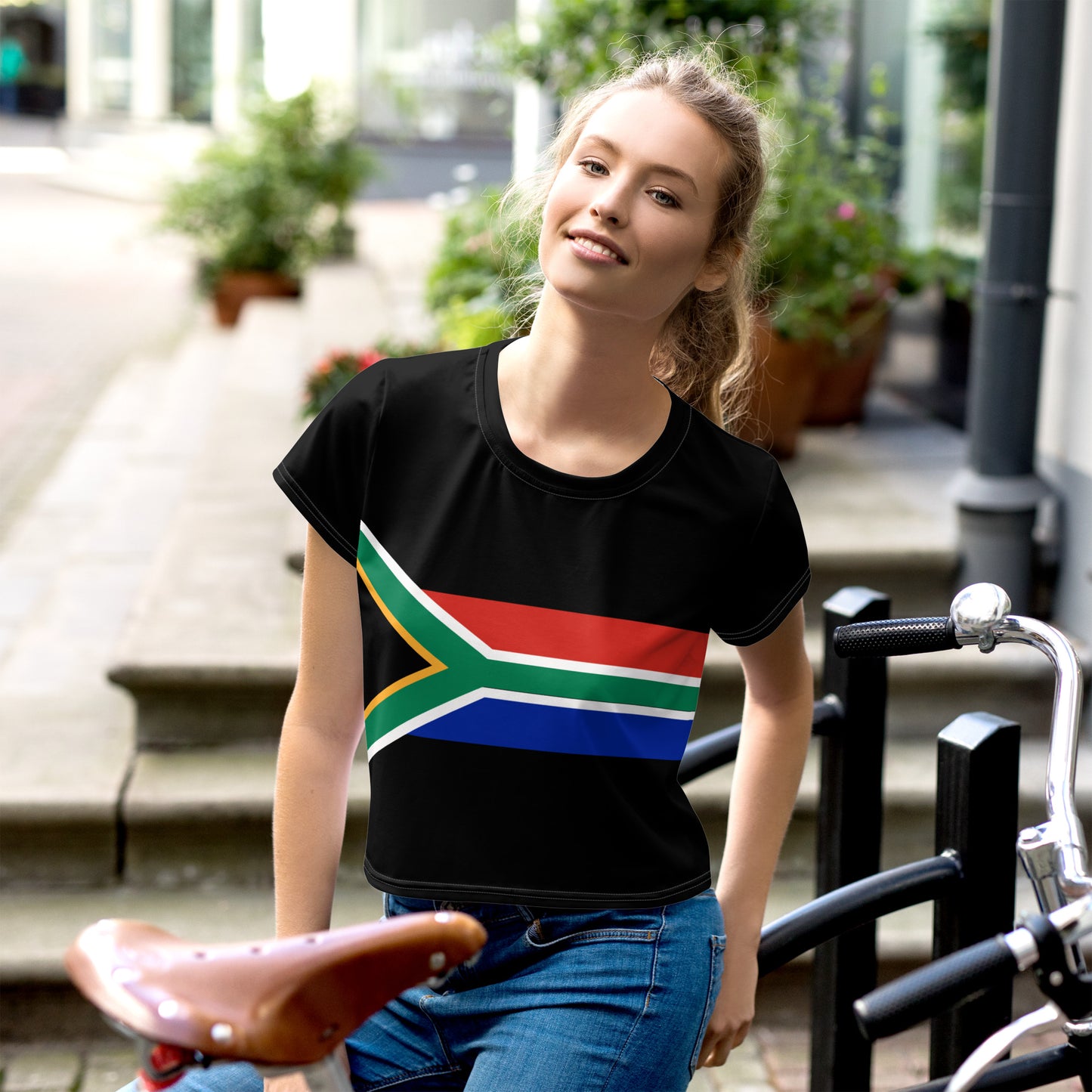 South African Flag Print Crop Tee