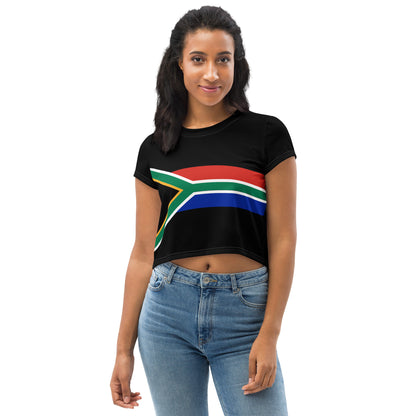 South African Flag Print Crop Tee