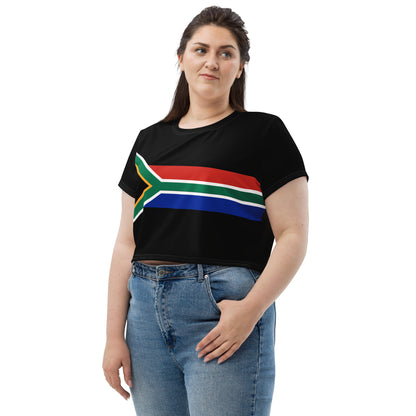 South African Flag Print Crop Tee