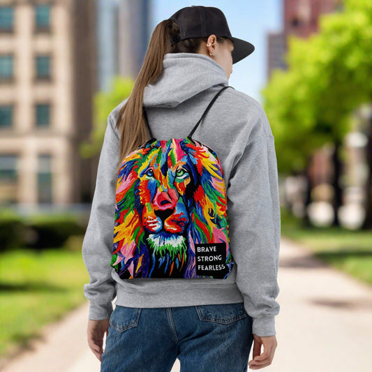 Empowering drawstring backpack