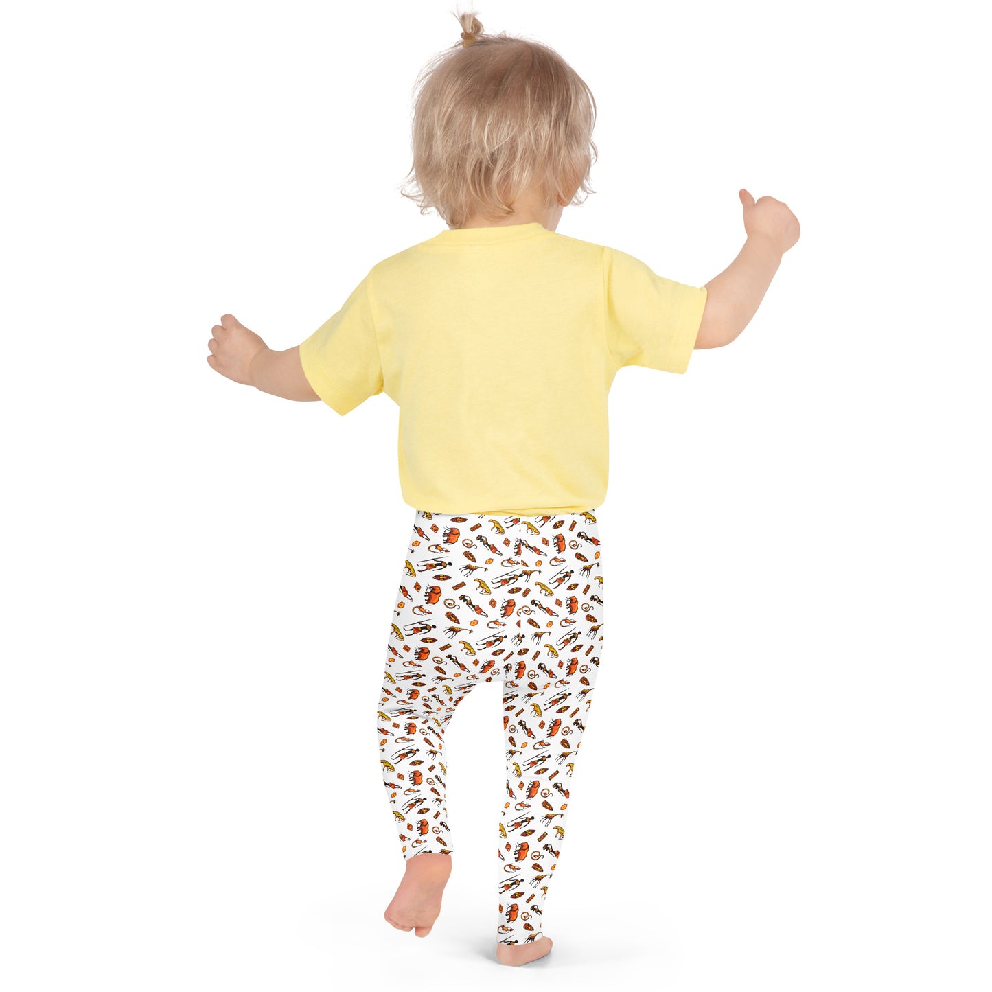 African Bushman & Wildlife Kid's Leggings - White