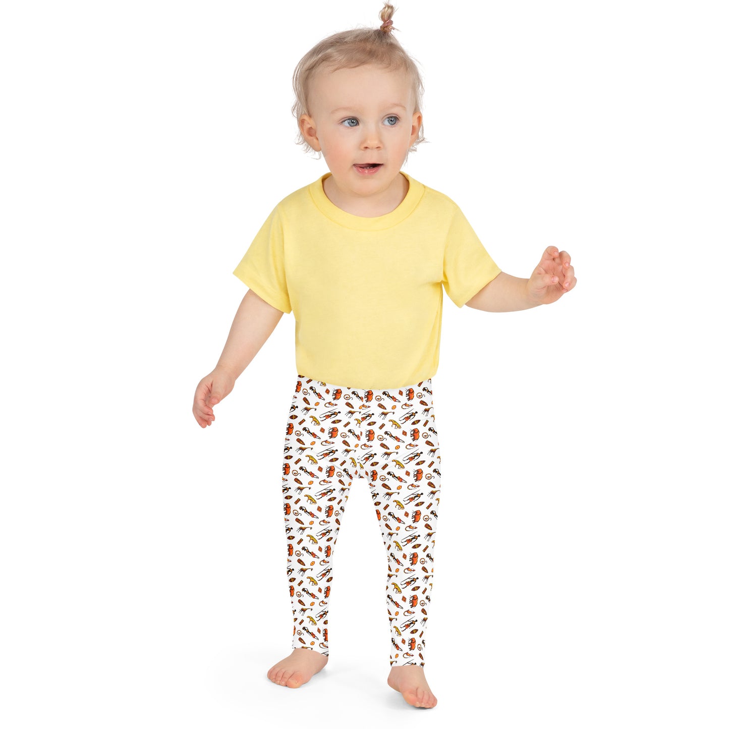 African Bushman & Wildlife Kid's Leggings - White