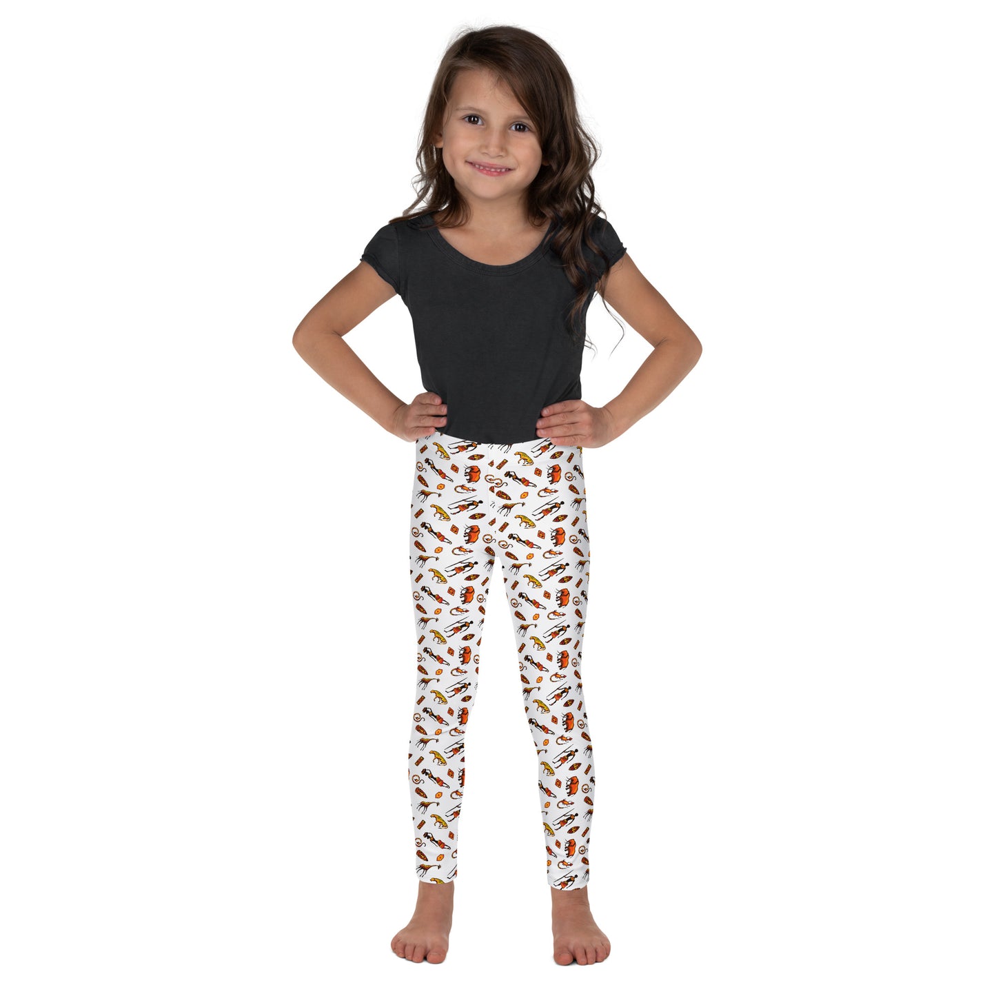 African Bushman & Wildlife Kid's Leggings - White