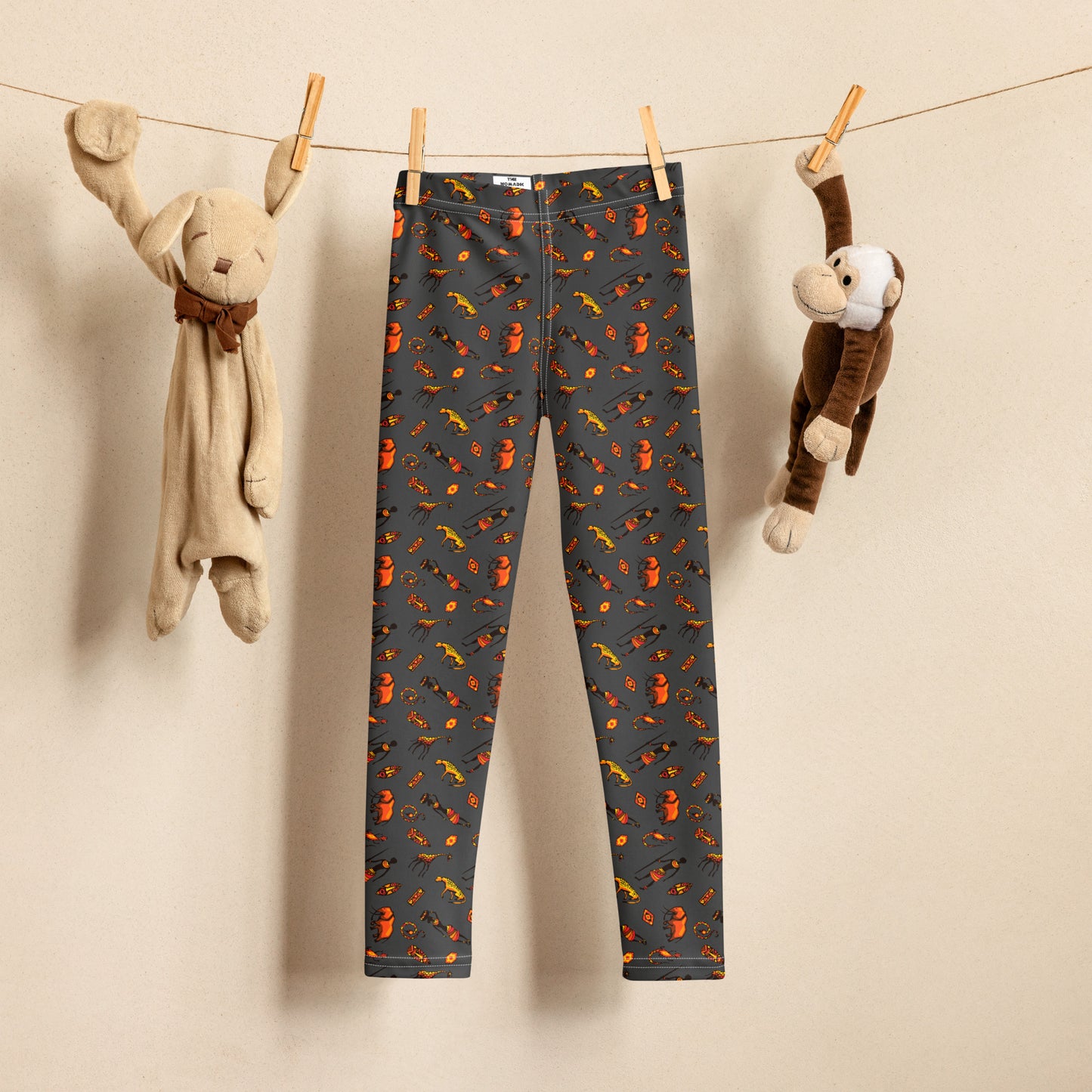 African Bushman & Wildlife Kid's Leggings - Gray