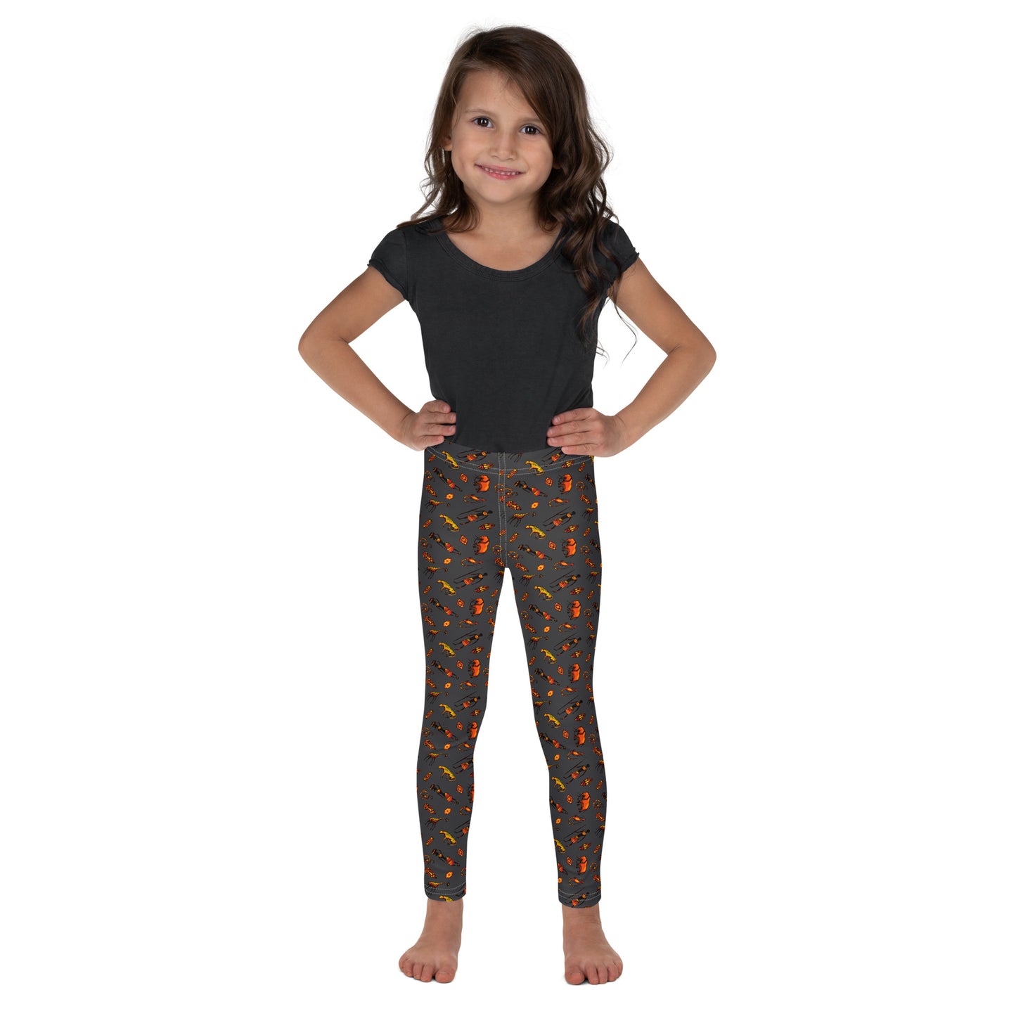 African Bushman & Wildlife Kid's Leggings - Gray