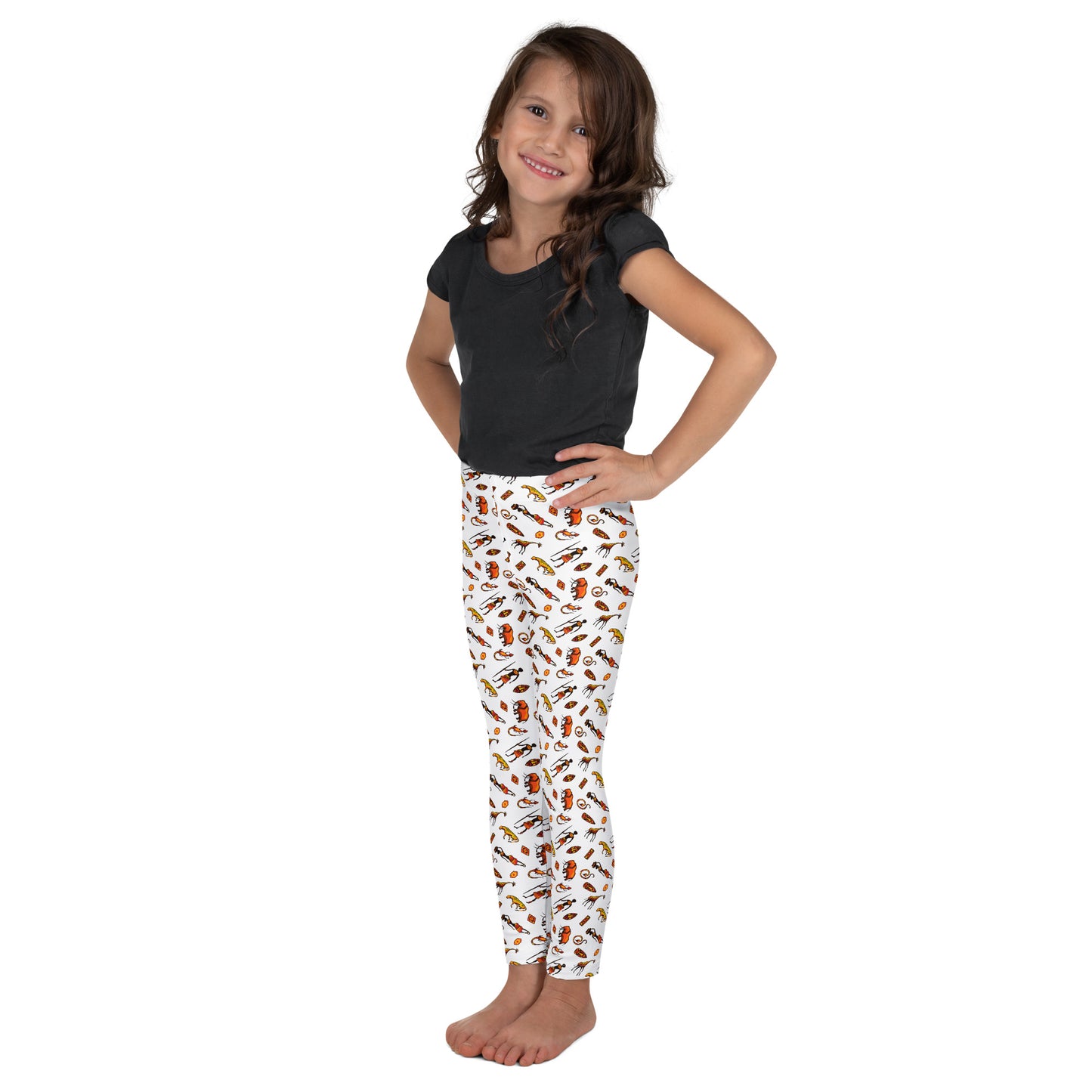 African Bushman & Wildlife Kid's Leggings - White