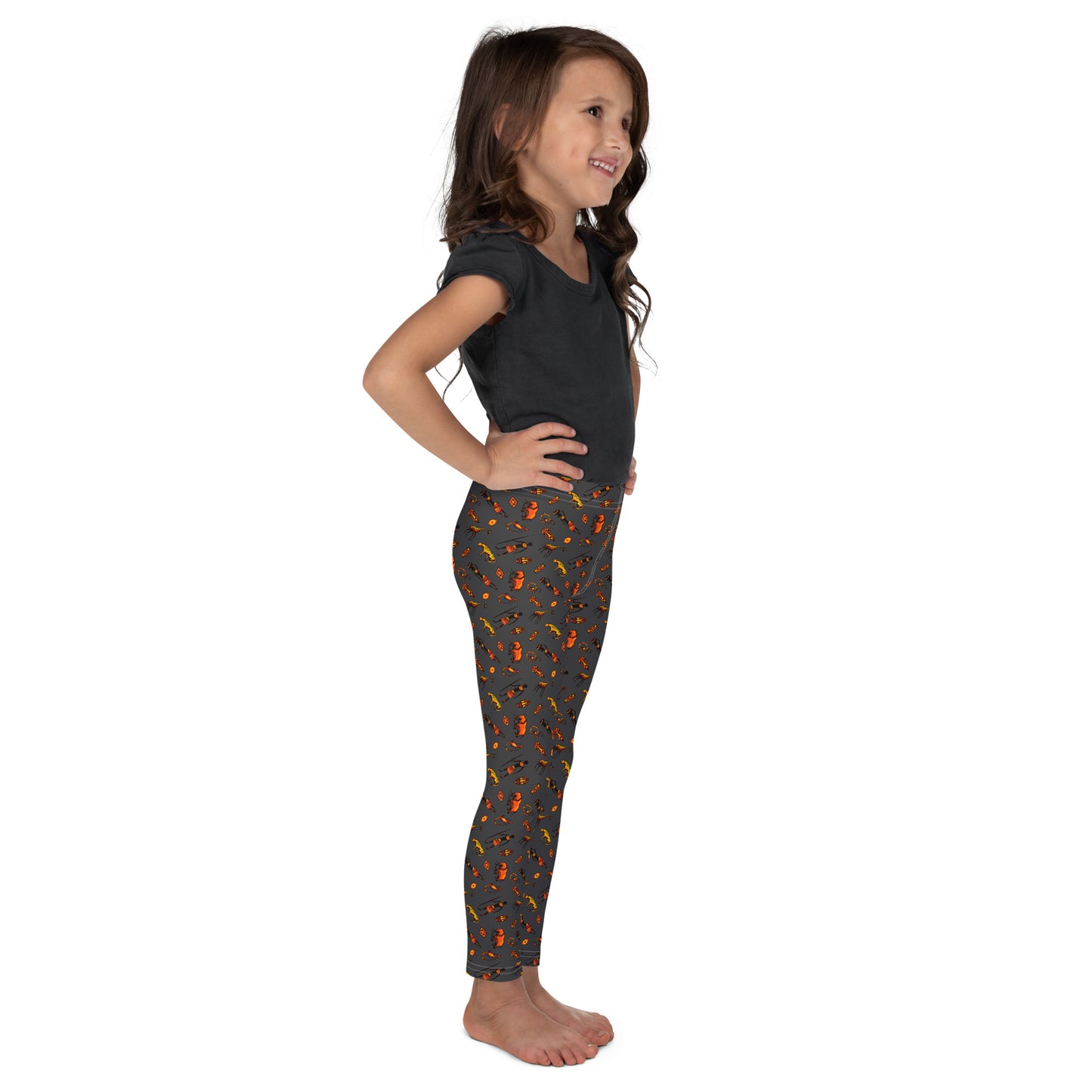 African Bushman & Wildlife Kid's Leggings - Gray