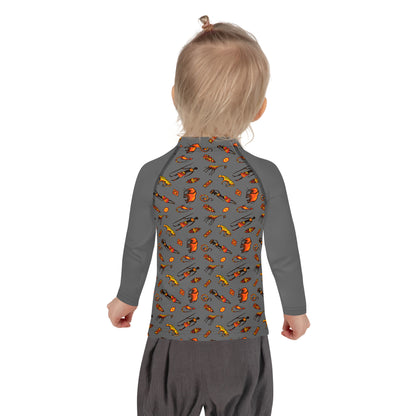 African Bushman & Wildlife Kids Rash Guard - Gray