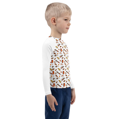 African Bushman & Wildlife Kids Rash Guard - White