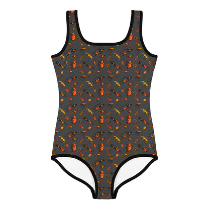 African Bushman & Wildlife Kids Swimsuit - Gray