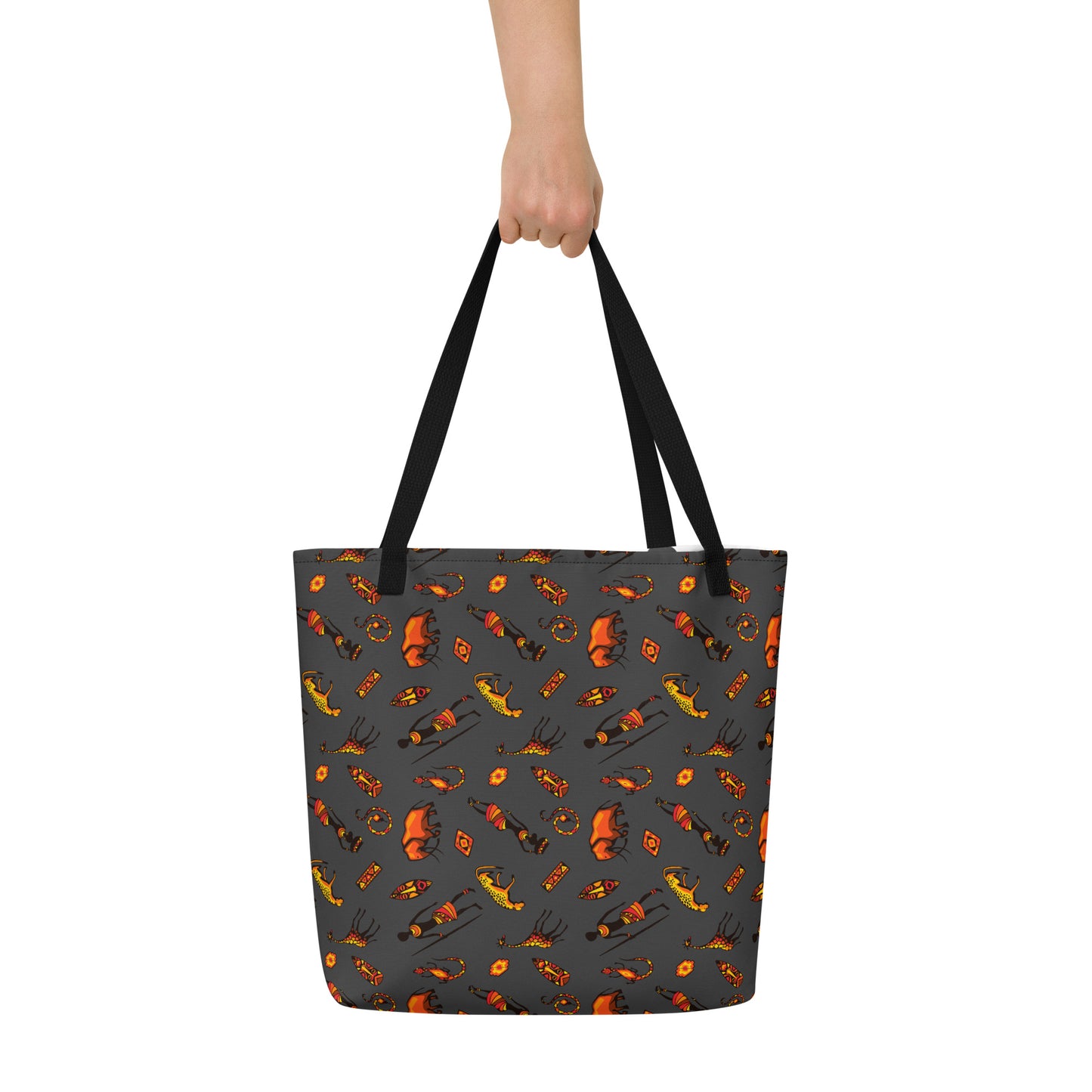 African Bushman & Wildlife  Large Tote Bag