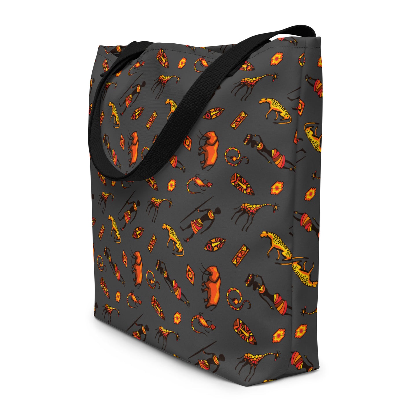 African Bushman & Wildlife  Large Tote Bag